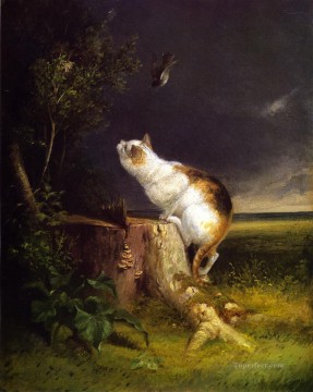  Holbrook Oil Painting - The Birdwatcher William Holbrook Beard cat